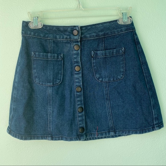 Brandy Melville Button Up Denim Mini Skirt - Picture 2 of 6